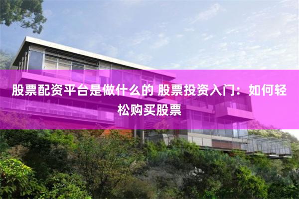 股票配资平台是做什么的 股票投资入门：如何轻松购买股票