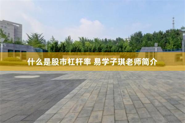 什么是股市杠杆率 易学子琪老师简介