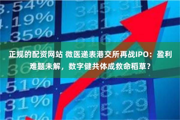 正规的配资网站 微医递表港交所再战IPO：盈利难题未解，数字健共体成救命稻草？