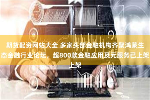 期货配资网站大全 多家头部金融机构齐聚鸿蒙生态金融行业论坛，超800款金融应用及元服务已上架