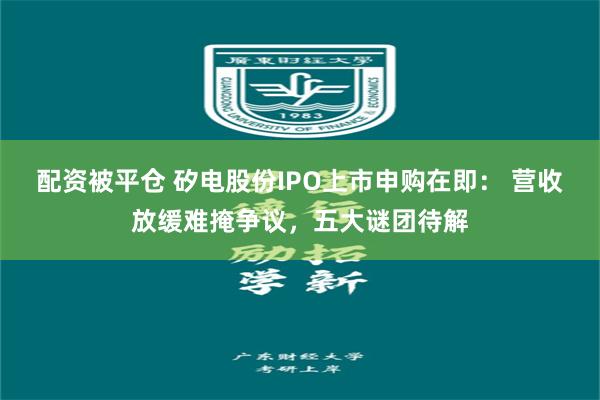 配资被平仓 矽电股份IPO上市申购在即： 营收放缓难掩争议，五大谜团待解