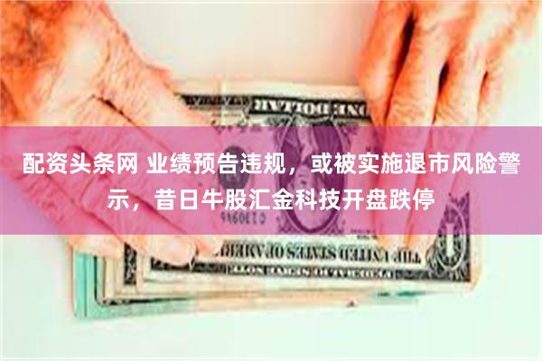 配资头条网 业绩预告违规，或被实施退市风险警示，昔日牛股汇金科技开盘跌停