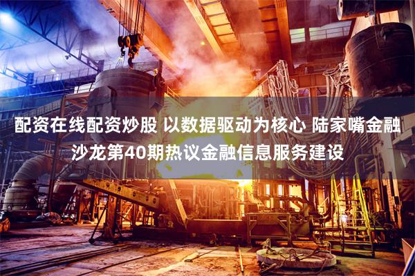 配资在线配资炒股 以数据驱动为核心 陆家嘴金融沙龙第40期热议金融信息服务建设