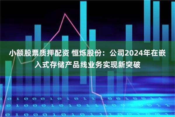 小额股票质押配资 恒烁股份：公司2024年在嵌入式存储产品线业务实现新突破