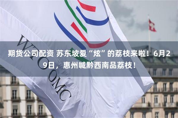 期货公司配资 苏东坡爱“炫”的荔枝来啦！6月29日，惠州喊黔西南品荔枝！