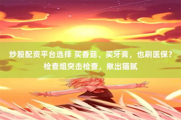 炒股配资平台选择 买香菇、买牙膏，也刷医保？检查组突击检查，揪出猫腻