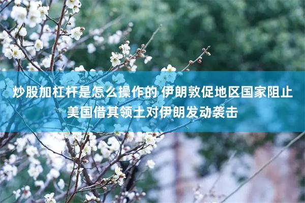 炒股加杠杆是怎么操作的 伊朗敦促地区国家阻止美国借其领土对伊朗发动袭击
