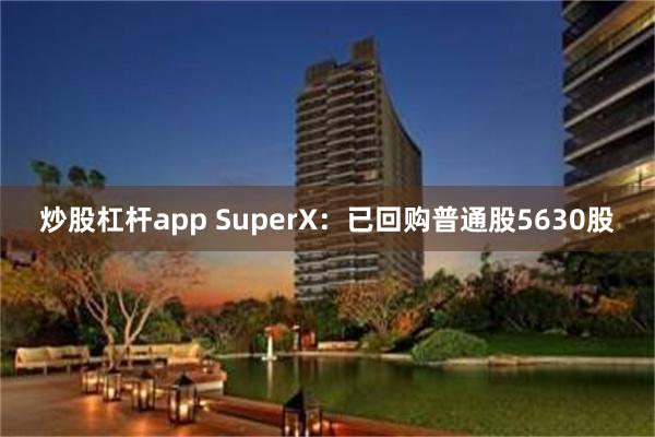 炒股杠杆app SuperX：已回购普通股5630股