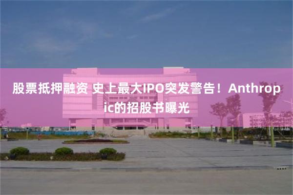股票抵押融资 史上最大IPO突发警告！Anthropic的招股书曝光