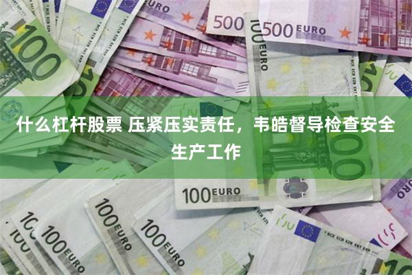 什么杠杆股票 压紧压实责任，韦皓督导检查安全生产工作
